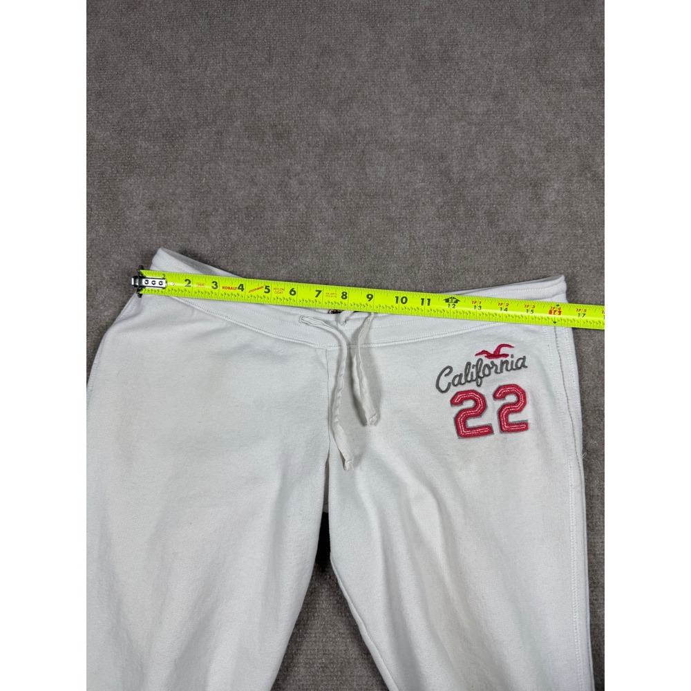 Vtg Hollister Y2K Women Sz M White Front Back Logo Spell-out Low Rise Sweatpants - Picture 8 of 12